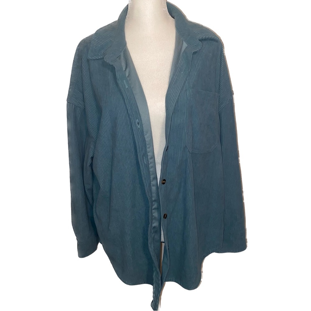 Corduroy Shacket - Blue/Green - Womens Medium
